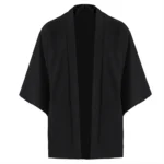 Men's Japanese Kimono Shirts Casual Open Stitch Lightweight Yukata Fashion Black Cardigan - Image 4