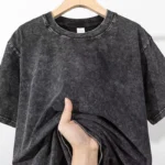 Men's Summer T-shirt 230G Heavy Cotton Vintage Washed T-Shirts Oversized Short Sleeve