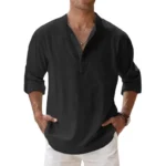 New Cotton Linen Shirts for Men Casual Shirts Lightweight Long Sleeve - Image 2