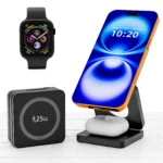 25W Qi2.2 Magnetic Wireless Charger, 3 in 1 Qi2 25W Foldable Fast Wireless Charging Stand