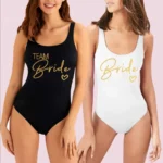 S-3XL White Bridal Swimsuit Women 2025 New Team Bride One-Piece Swimwear