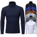 Thermal Underwear Tops Men Winter Clothes High Neck Thin Slim Fit Long Sleeve T-shirt