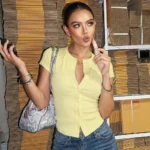 Tuularose Fashion New T-Shirt Women's Casual Solid Slim-Fit Crew Neck Cardigan T-Shirt - Image 3