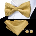 Luxury Gold Mens Suit Vest Red Blue Green Yellow Red Waistcoat Tie Bowtie Hanky Cufflinks Set - Image 5