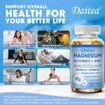 Daitea Magnesium and Zinc Capsules - Magnesium Glycinate Supplement to Support Muscle - Image 2