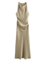 Slip Midi Dress Woman Sexy Evening Party Dress Sleeveless Female Elegant Dresses - Image 3