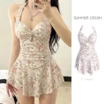 Women Korean Sexy One Piece Swimsuit Tummy Control Slimming High Waisted Bathing Suit
