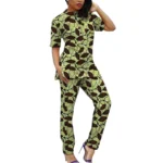 Women's Ankara Set Outfit African Coutre Short Sleeve Top And Pants Traditional - Image 4