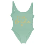 S-3XL Green Print Team Bride One-Piece Swimsuit Squad Women Swimwear - Image 5