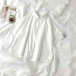 White Shirt Women Blusas Short Sleeve Lapel Blouse with Tie Japanese Fashion - Image 6