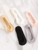5 pairs of spring and summer ice silk invisible boat socks for women
