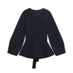 Spring Women Shoulder Pad Belt Knit Blazer Women Retro V-neck Long Sleeve - Image 3