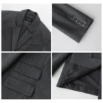 CHICVEN Women Office Lady Blazer Cuff Embroidery Wide Shoulder Twill Suit - Image 4