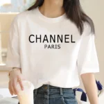 Luxury Brand Machine Washable Womens Casual Elegant Fashion CHANNEL Graphic T-shirt O-Neck Short Sleeve - Image 2
