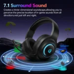 QCY Heroad V200 Over Ear Headphones 50mm Driver 7.1 Surround Sound Headset Wireless - Image 3