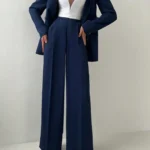 Women's Elegant Casual Blazer Jacket And Straight-Leg Pants Suit Set