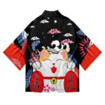 Japanese Sakura Cat Samurai Printed Kimono for Men Women, Haori Cardigan, Traditional Costume - Image 3