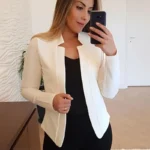 Women's Thin White Blazer Summer Autumn Slim Fit Long Sleeve Coat Tops Black Ladies Fashion Outwear