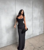 Mingmingxi White Sexy Corset Maxi Dress Party Outfit Long Black Gown Dresses - Image 2