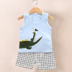 Children's Clothing Print Sleeveless Tops Shorts Cute Breathable Kids Summer Vest Shorts Set - Image 4