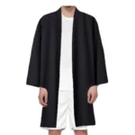 Summer Men Black Robe Samurai Clothing Solid Color Loose Asian Traditional Costume - Image 5