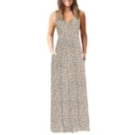 AUSELILY Women's Sleeveless Formal Dress Deep V Neck Loose Plain Cocktail Long Maxi Dresses