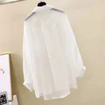 Summer Sunscreen Shirt Elegant Perspective Thin Chiffon Blouse - Image 5