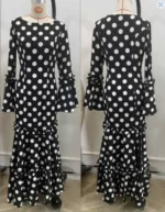 Elegant Ladies Dress Fashionable Trumpet Sleeves Polka Dot Decoration Cascading Ruffle - Image 3