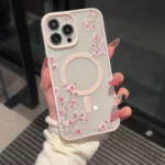 Pink Cherry Elegant Floral Background Design Magnetic Phone Case For iPhone - Image 6