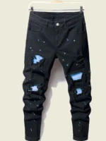 Men's Splash-Ink Patchwork Jeans - Image 3