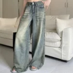 Y2K Loose Straight Leg Jeans Women Trousers Baggy Wide Fit Casual High Waist Retro - Image 3