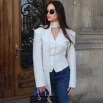 Tuularose 3 Piece Dress Set Women Elegant V-Neck Striped Ribbon - Image 4