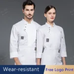 black chef uniform jacket long sleeve chef T-shirt restaurant Uniform Bakery - Image 4