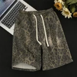Men's leopard print shorts, summer thin high street drawstring casual pants - Image 3