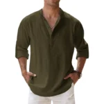 New Cotton Linen Shirts for Men Casual Shirts Lightweight Long Sleeve - Image 5