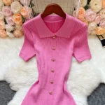 YuooMuoo Brand Fashion Elegant Patchwork Knitted Long Dress Shirt Sweater Dress - Image 5