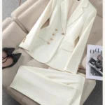 Fashion Temperament Executive Suit Solid Color Two-piece Pant Suits Set