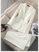 Fashion Temperament Executive Suit Solid Color Two-piece Pant Suits Set