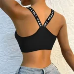 Sports Underwear Women Yoga Fitness Seamless Crop Top Wide Letter Straps - Image 2