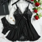 Summer Sexy Lingerie Dress Women Lace See Through Nightdress Sleepwear - Image 3