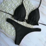 Summer Brazilian Bikini Set Women Sexy Bandage Top Thong Bottom 2 Pieces Set - Image 2