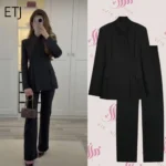 ETJ women's new fashion design three-dimensional cut high collar slim suit jacket - Image 3