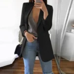 Elegant jacket Women's Suit Single office Casualsuit collar pocket simple coat top - Image 6