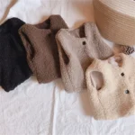 Autumn Winter Baby Lamb Wool Plus Velvet Waistcoat Girls Boys Plush Vest