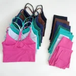 2 Piece Yoga Set Sportswear Fitness Suits Sexy Cross back Yoga Tops Elasticity High Waist - Image 4