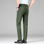 New Summer Men's Ice Silk High Stretch Business Suit Pants Male Army Green - Image 4