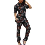 Women's Ankara Set Outfit African Coutre Short Sleeve Top And Pants Traditional - Image 5