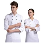Unisex Chef Coat Short Sleeve Chef Jacket for Men Women Black White Uniform - Image 5