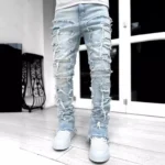 New Mens Denim Straight Leg PantsStreet Fashion InsElastic Waist Stretch Jeans Casual Trousers - Image 3