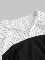Women's Fashion Striped Spliced Lapel Shirt Elegant Fashion Style Business Casual Office Wear - Image 3